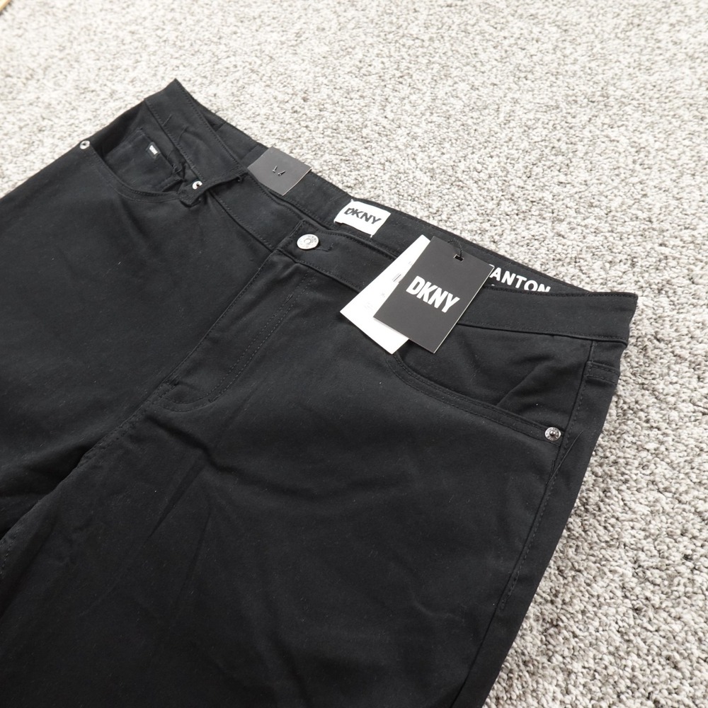 NEW DKNY Pants Mens 36X29 Black Chino Stanton Slim Straight Leg 5 Pocket Stretch